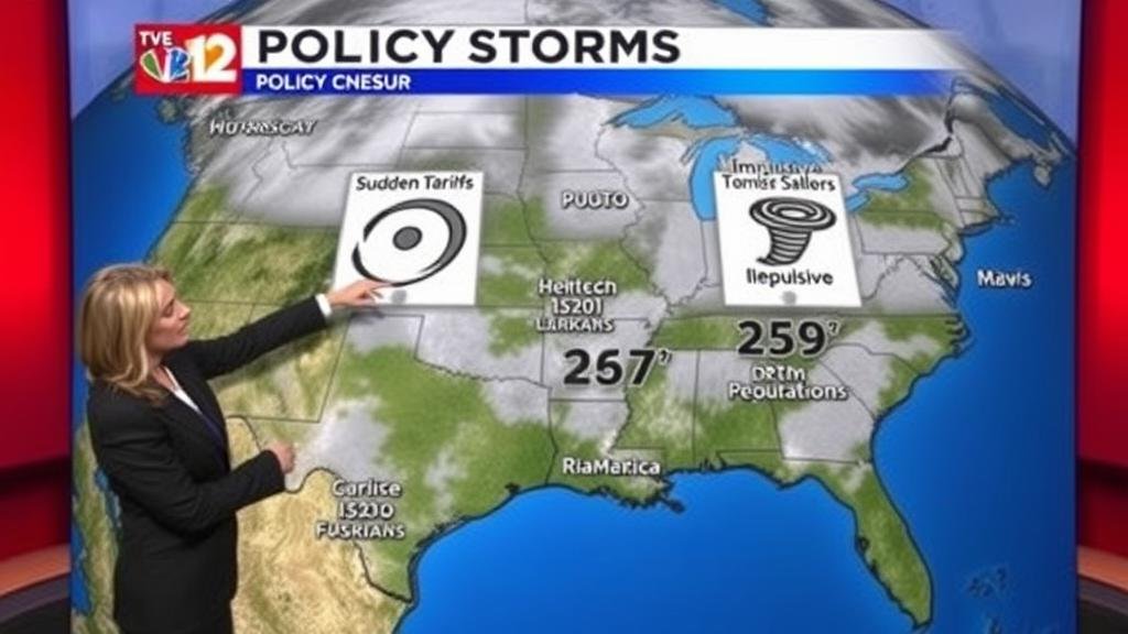 A split-screen image showing a government building on one side and a flashy hotel with a 'BRAND' sign on the other, with a handshake blurring the line between them.