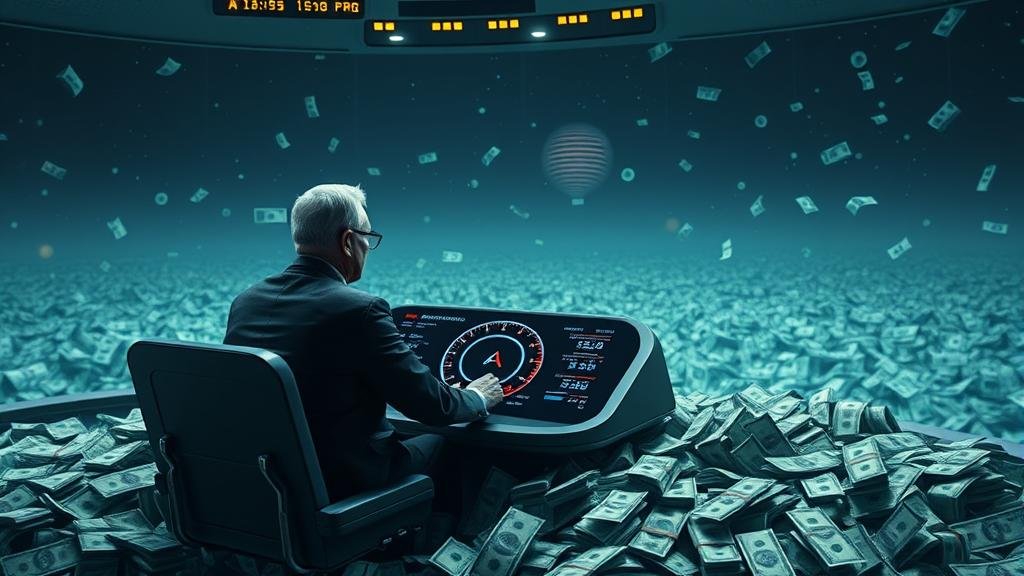 Investor passing a Berkshire Hathaway key to his successor, signifying the transition of power.