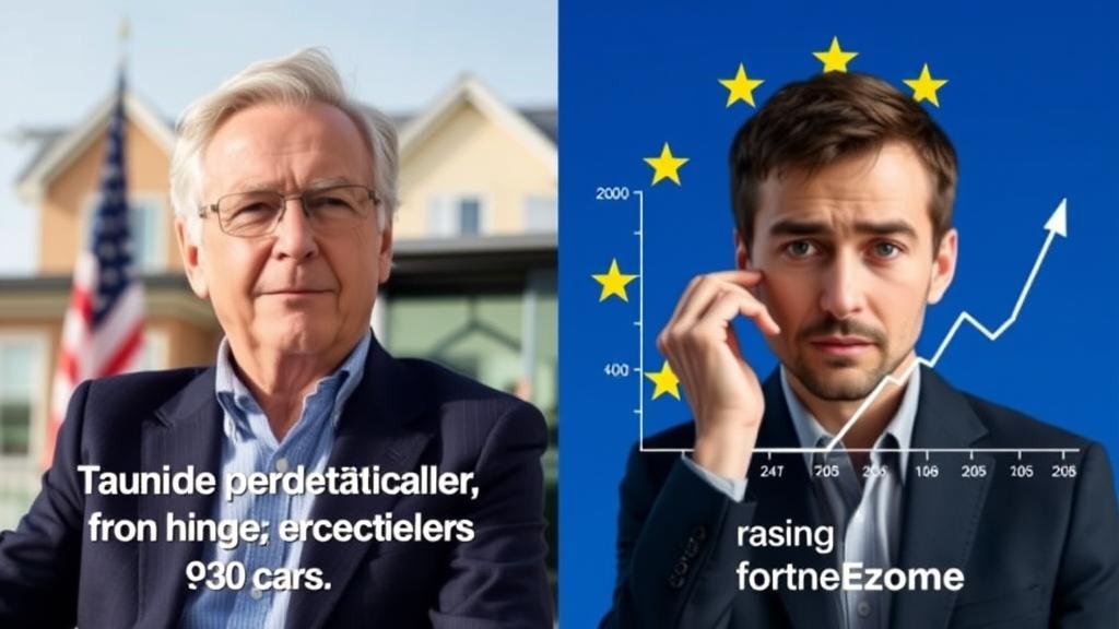A split-screen comparison of stable borrowing costs in the US versus rising interest rates in the Eurozone.