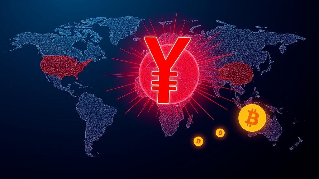 A physical Bitcoin coin being crushed under a heavy stack of official-looking government bonds, symbolizing the pressure of rising yields.