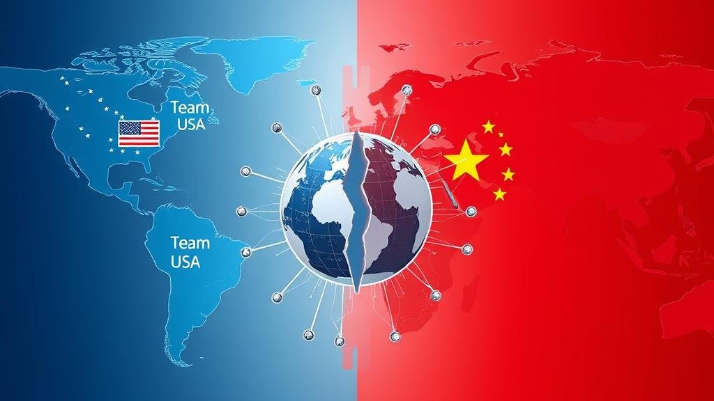 A stylized illustration of a Chinese dragon, symbolizing the nation's ambition, breaking free from chains made of glowing semiconductor chips.